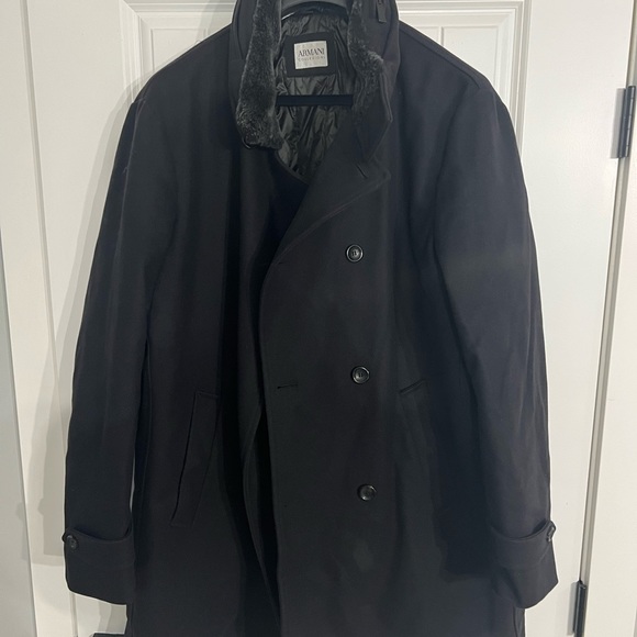 Armani collection winter over coat with fur collar - Picture 2 of 4